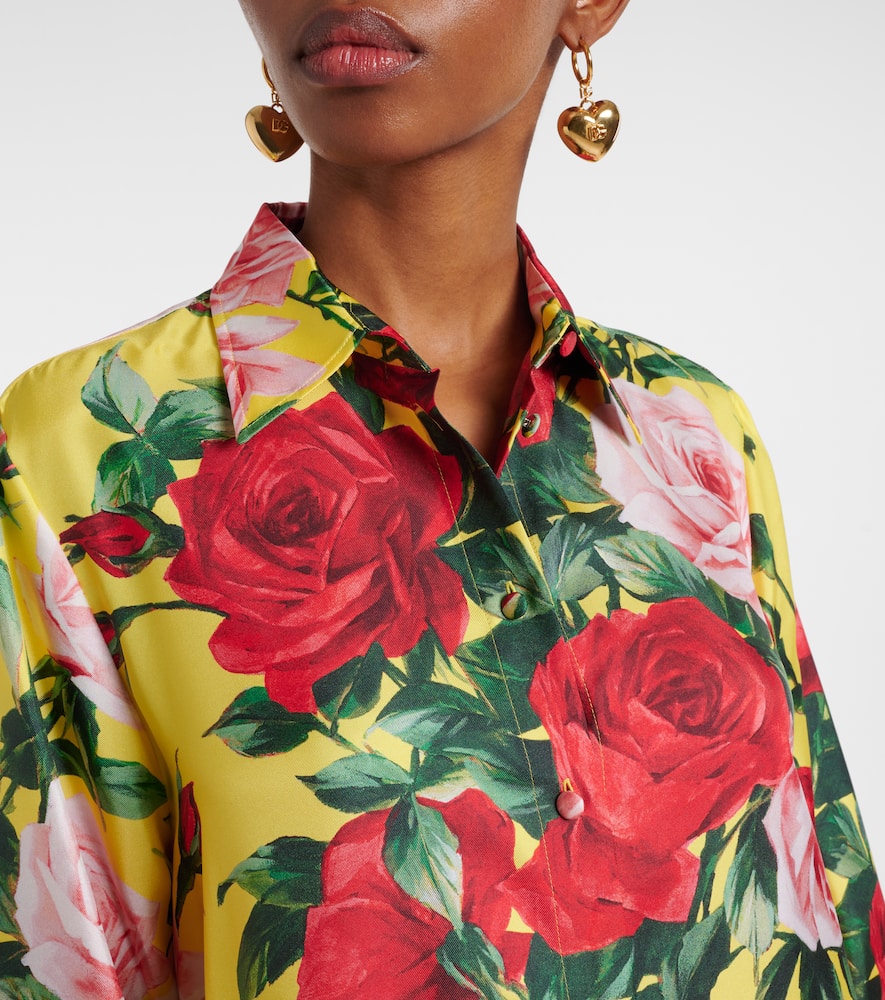 Floral silk shirt dress