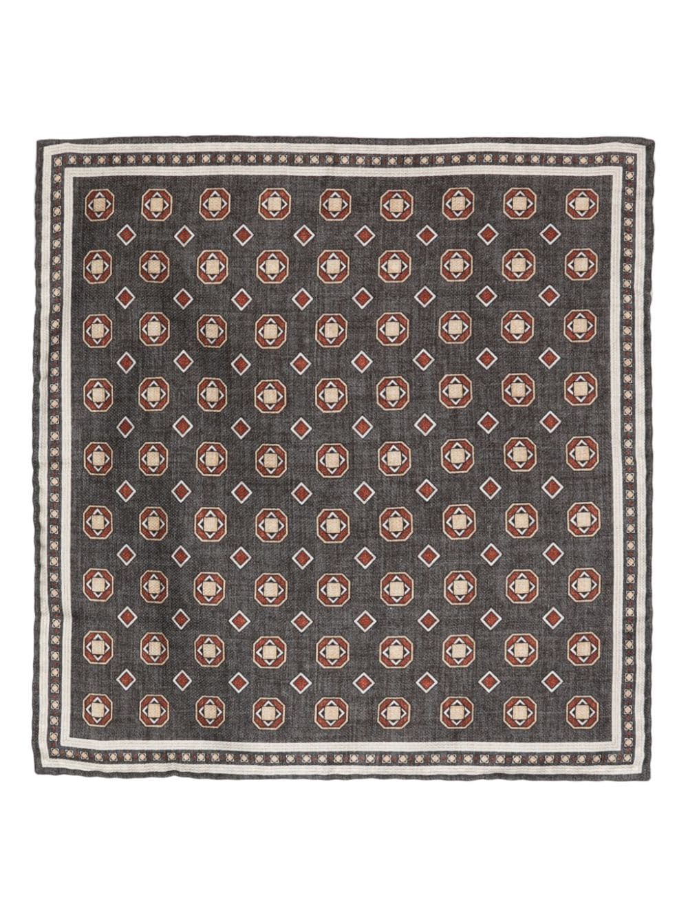 Geometric-print silk handkerchief - Grey