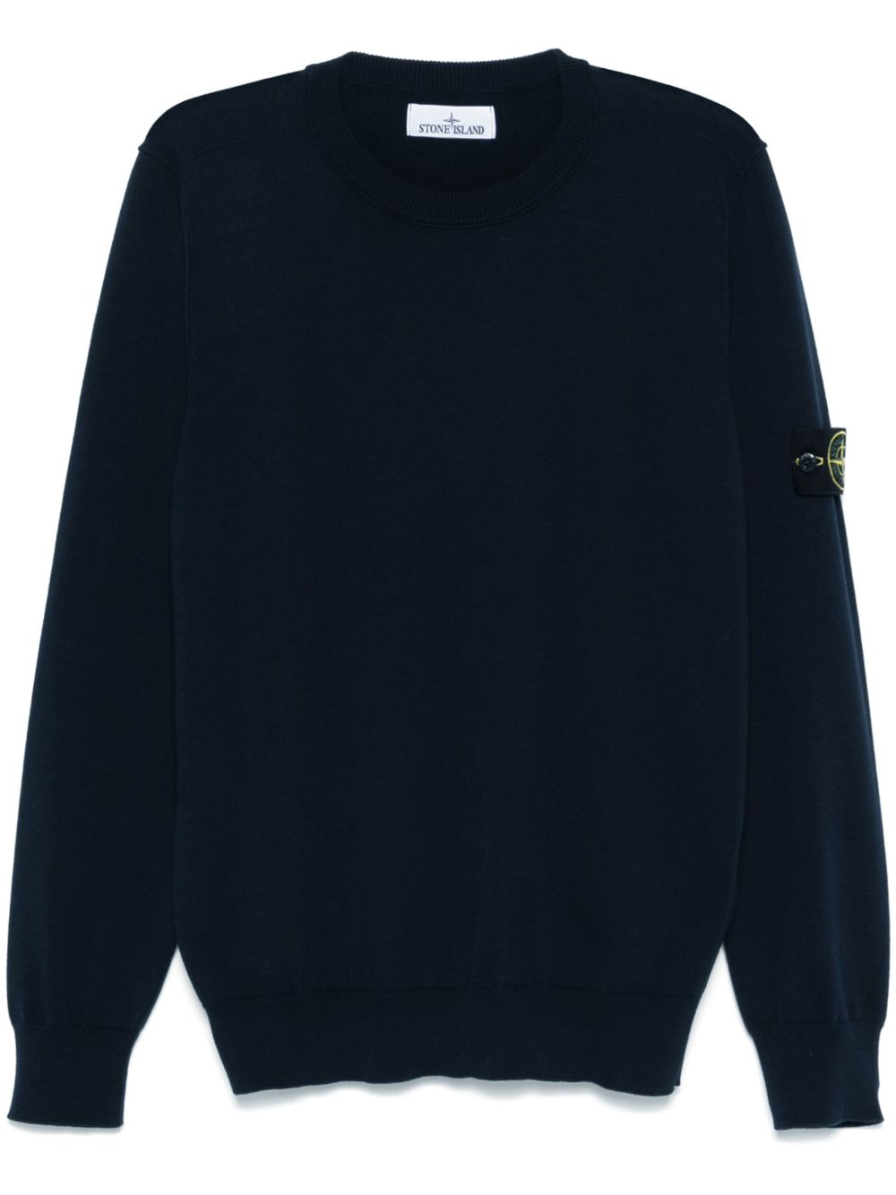 Ribbed Neckline Sweater with Badge - Size M