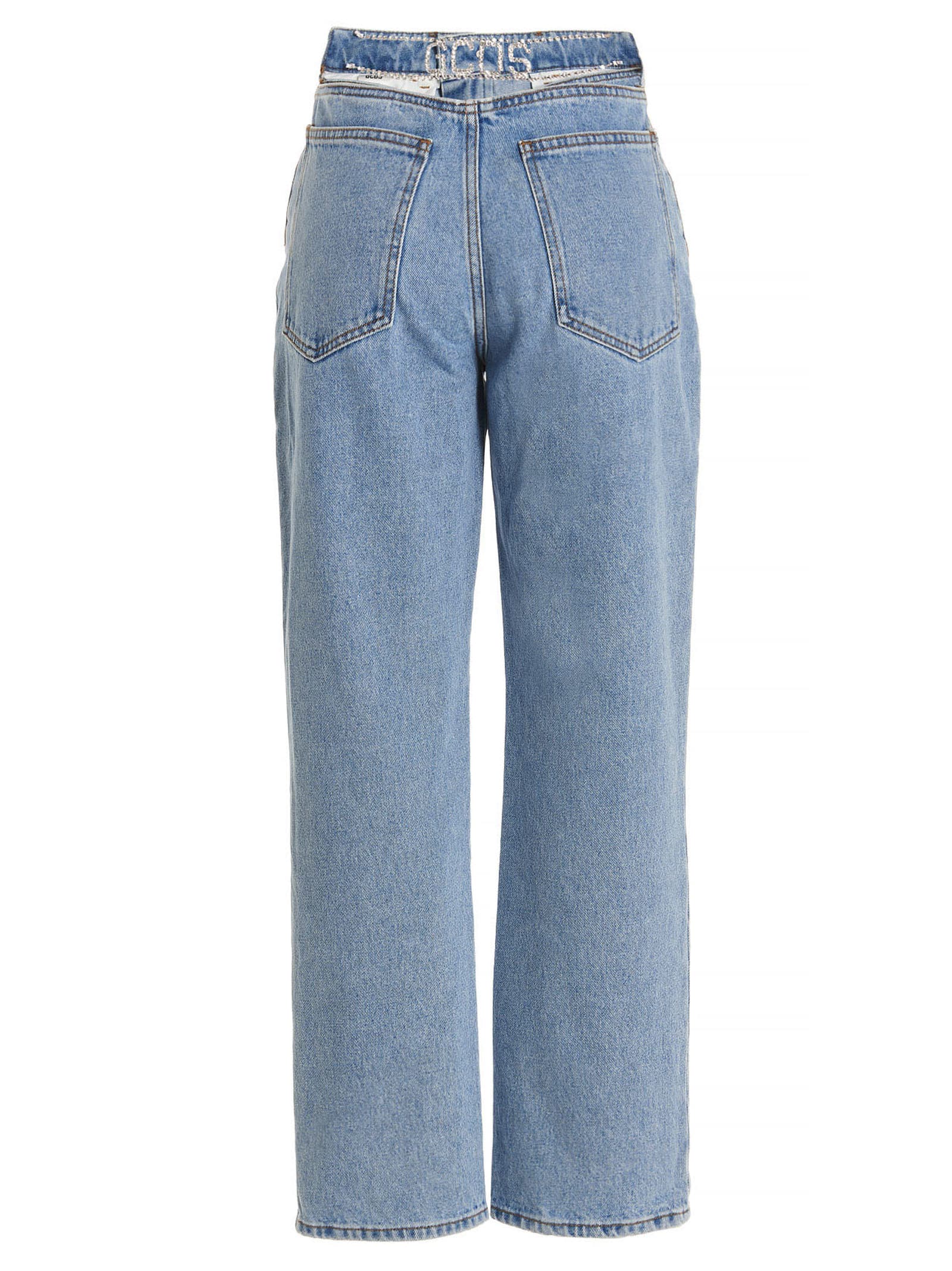 Crystal logo-embellished cropped jeans