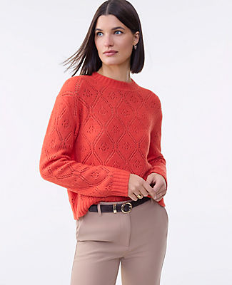 Ann Taylor Petite Pointelle Crew Neck Sweater