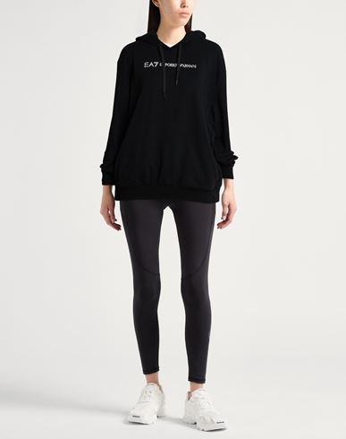 Woman Sweatshirt Black Size L Cotton, Elastane