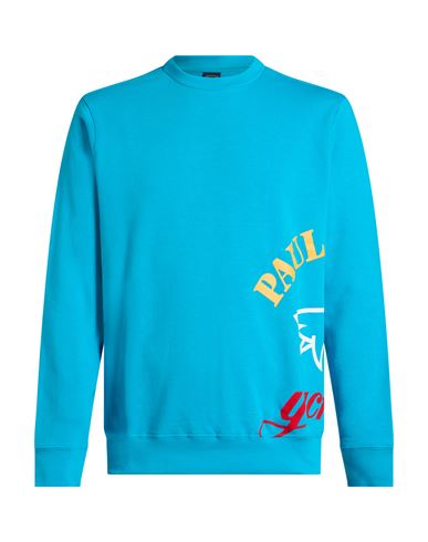 Man Sweatshirt Azure Size L Cotton