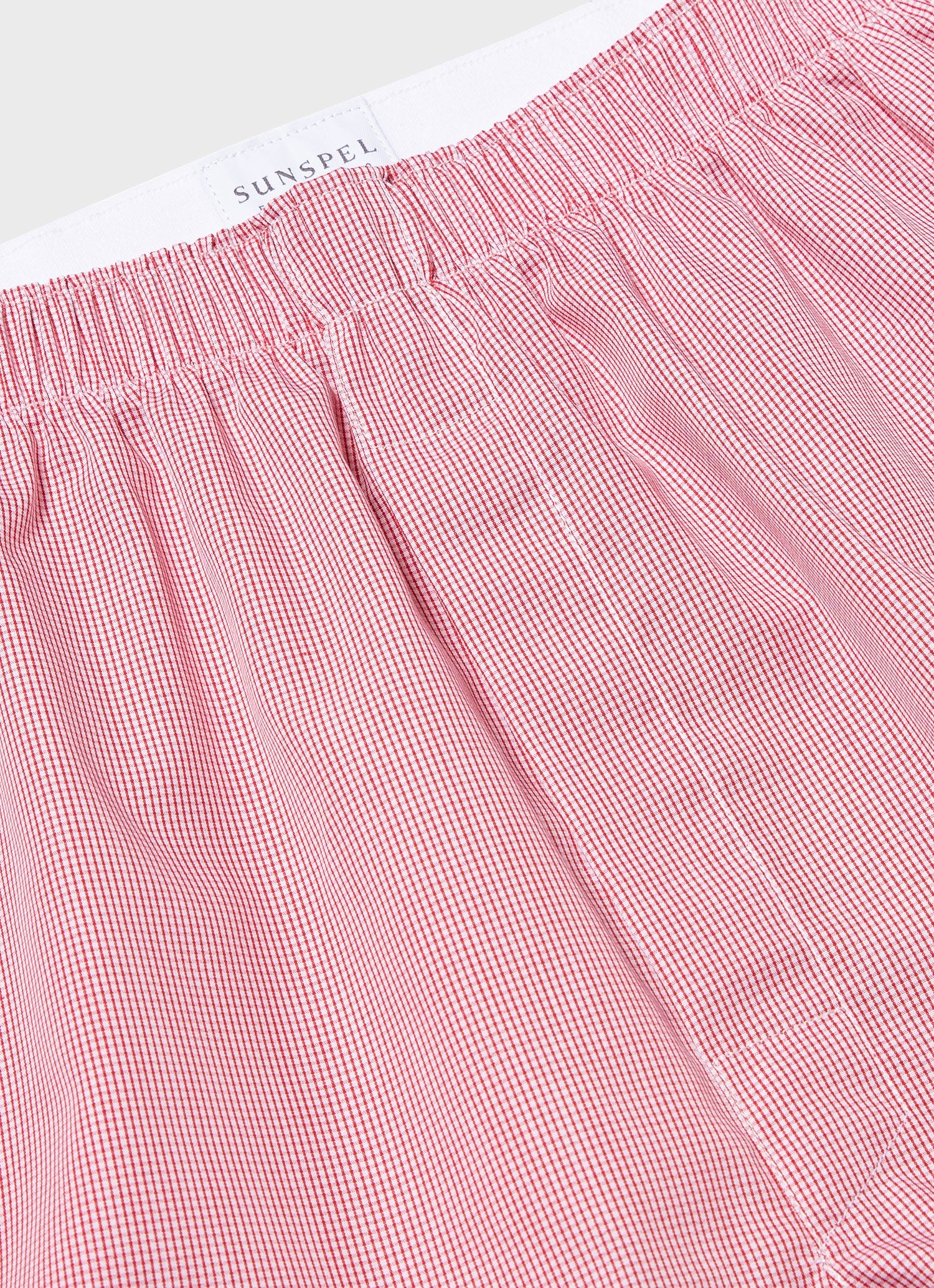 Men's Classic Boxer Shorts in Red Micro Gingham Made from 100% Long