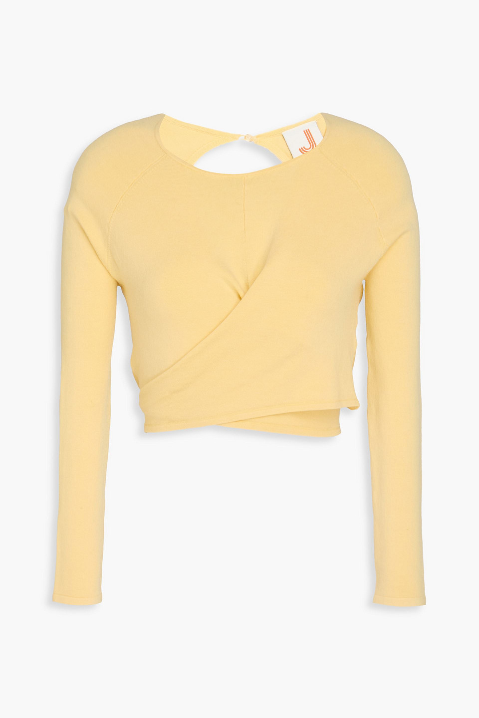 Cropped open-back Lyocell-blend top - Yellow - XS
