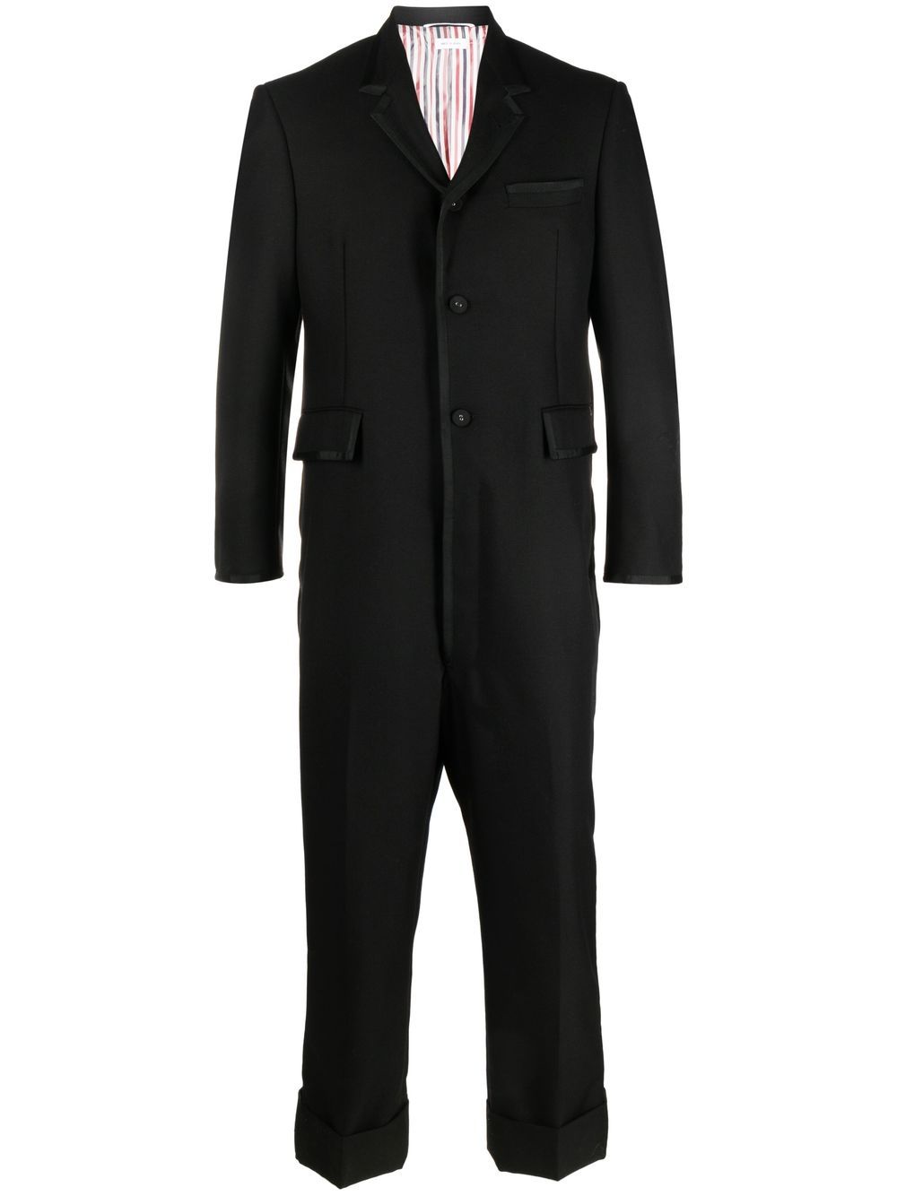 Suit-style wool jumpsuit - 001 BLACK