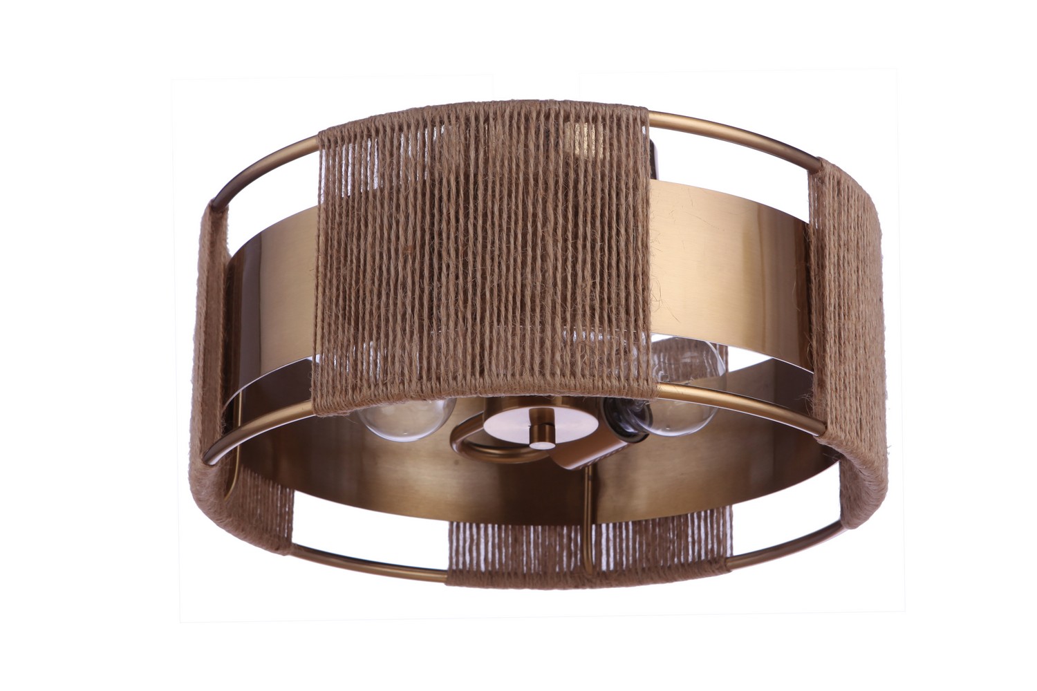 Satin Brass Two Light Semi Flush Mount from the Kensey Collection