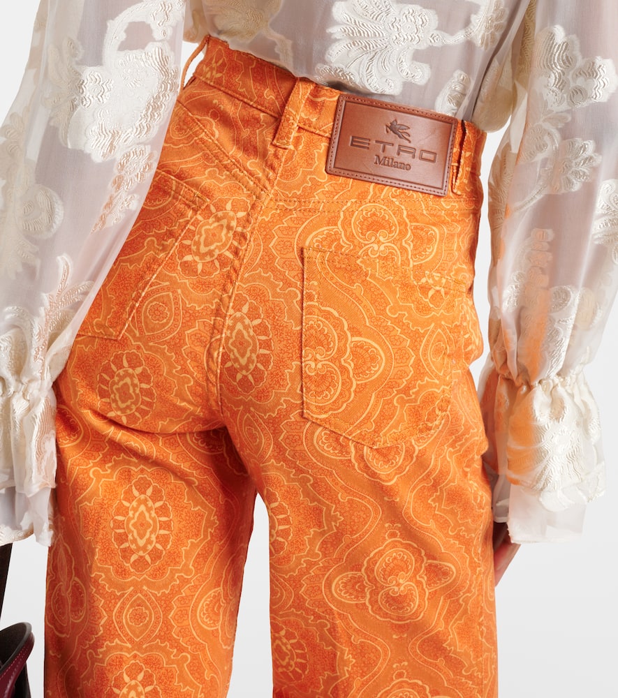 Printed high-rise flared jeans