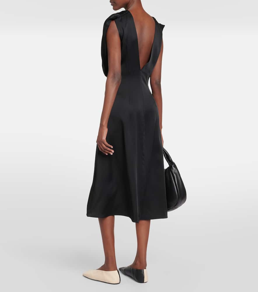 Draped satin maxi dress