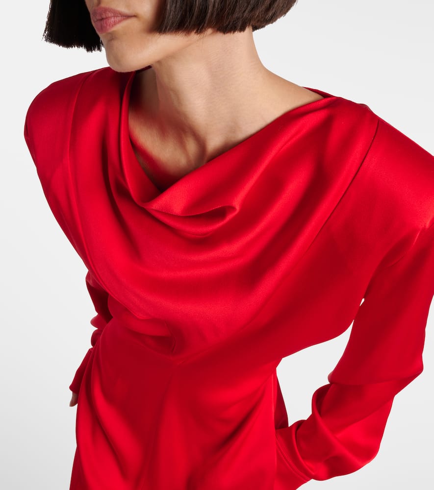 Cowl neck satin midi dress
