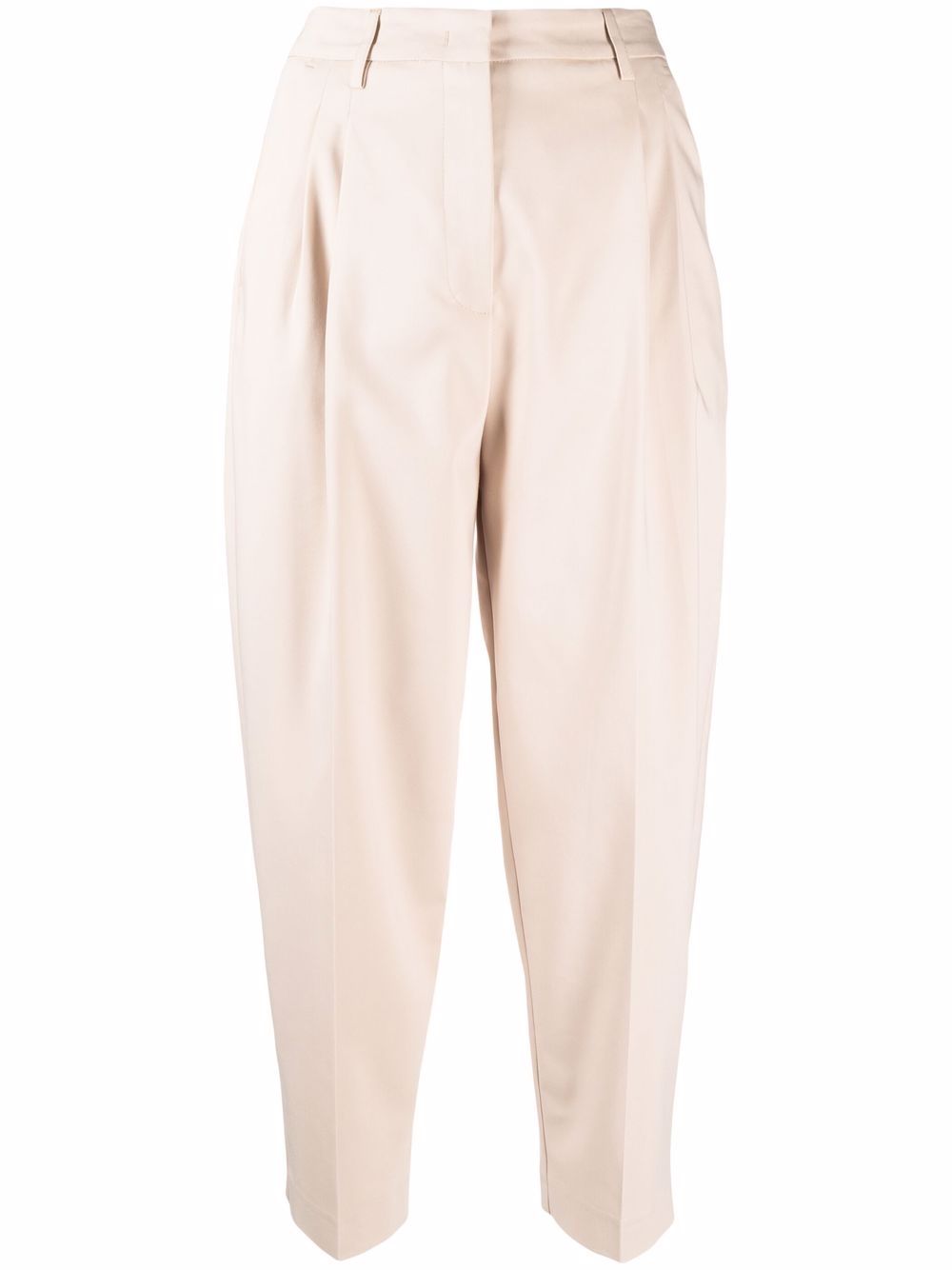 High-waisted cropped trousers - Neutrals