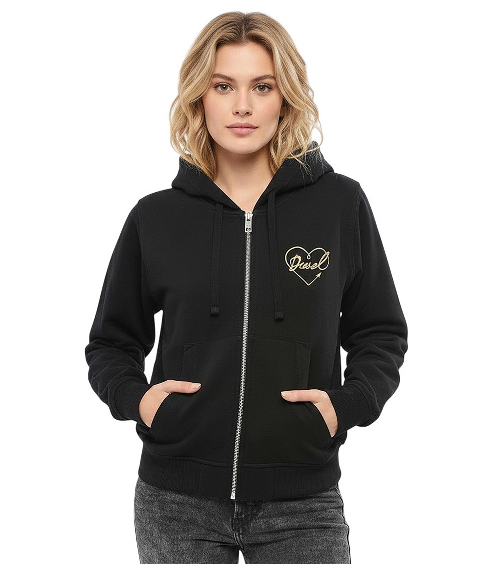 Black Logo Zipper Hoodie