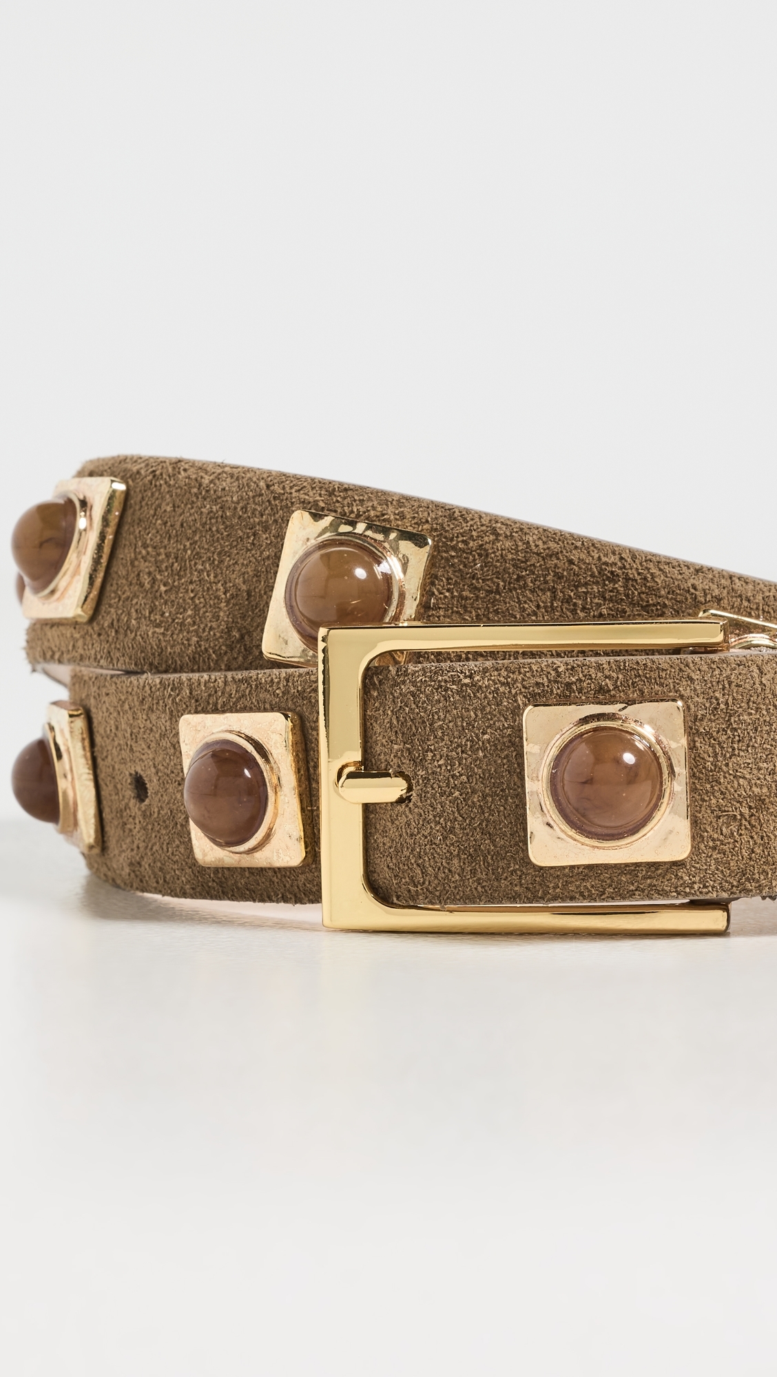 No. 2 Mocha Suede Studded Belt Mocha S