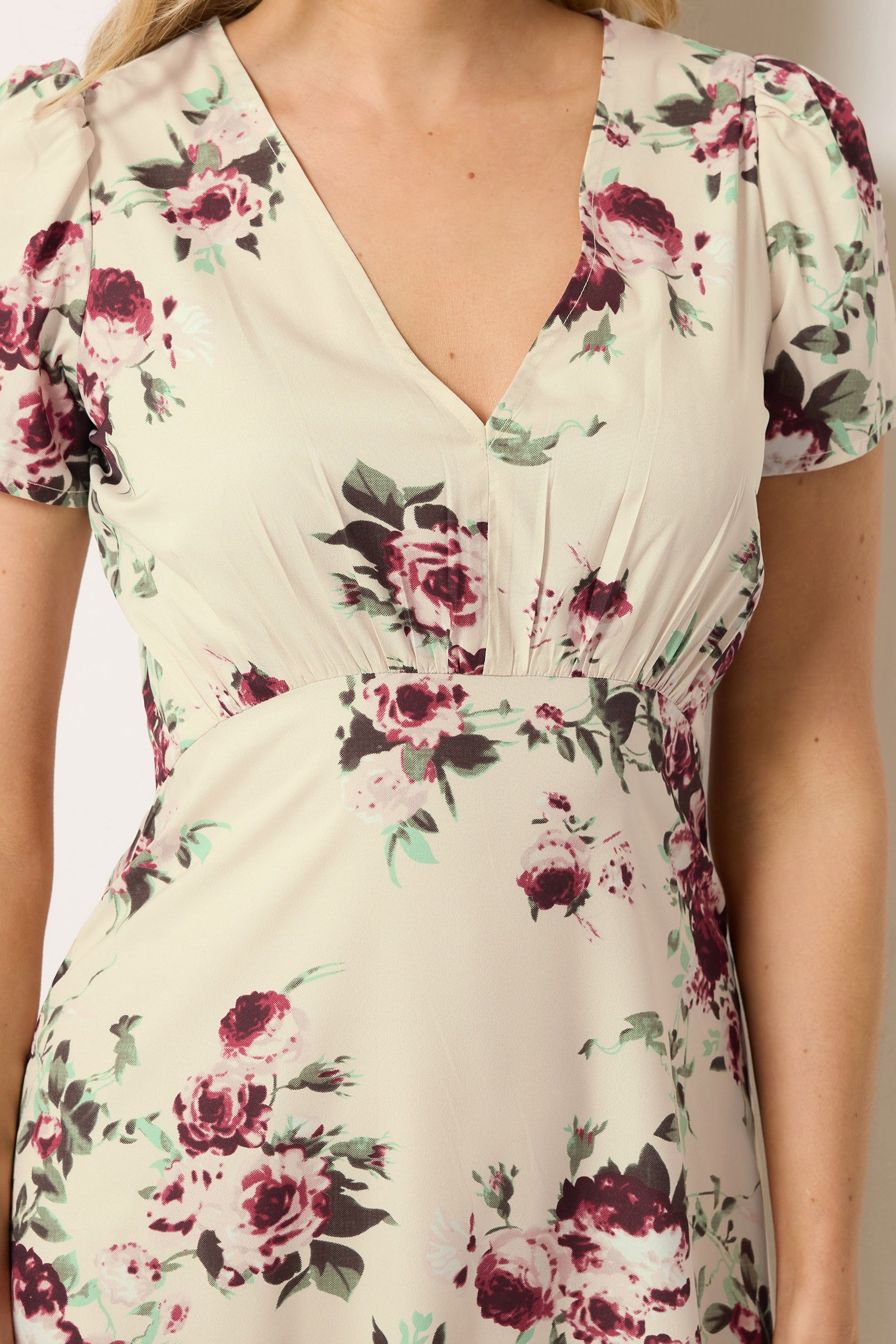 Long Tall Sally Women's Tall Floral Print Midi Dress in Crea