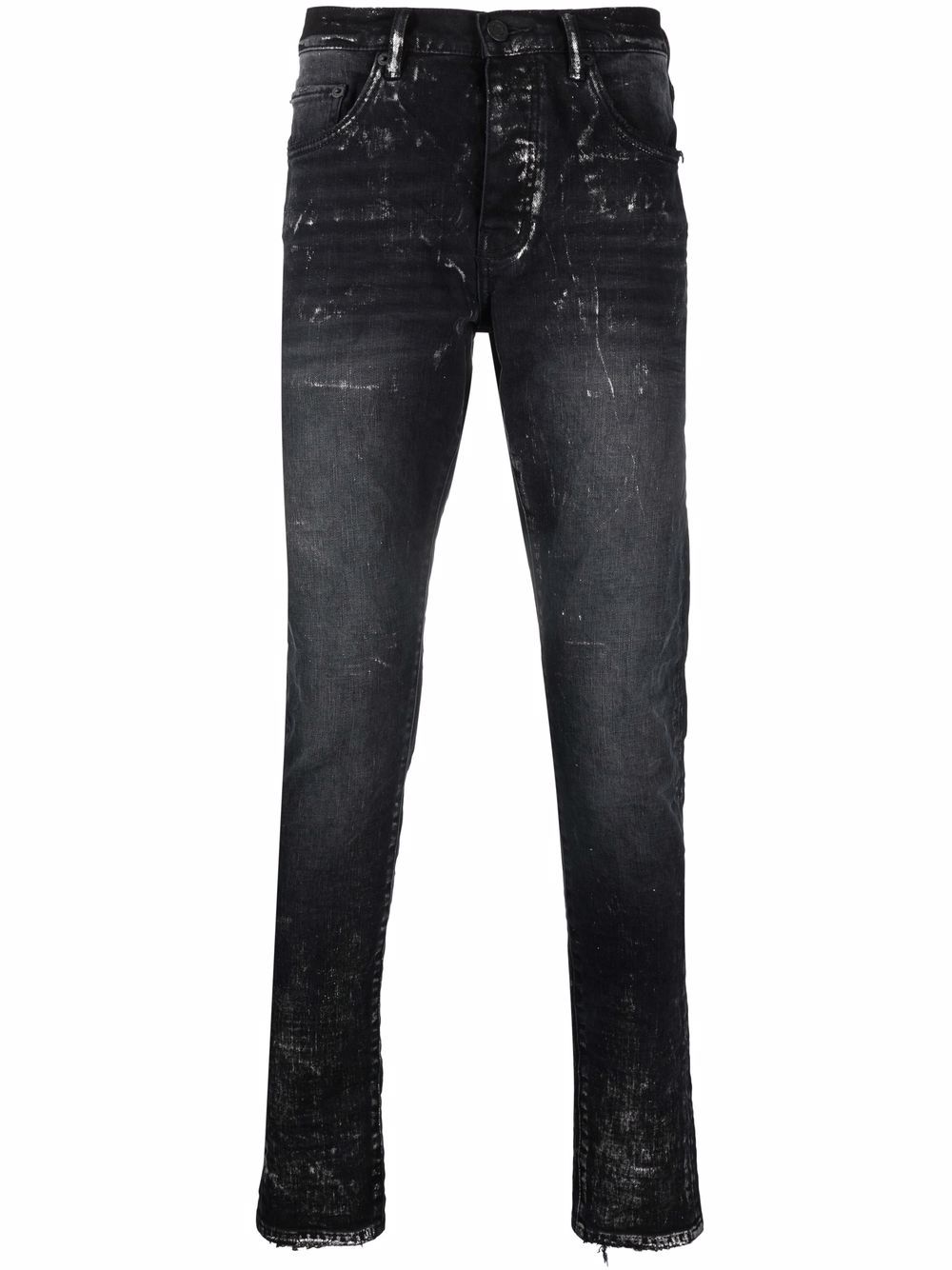 Paint splatter-print skinny-cut jeans - Black