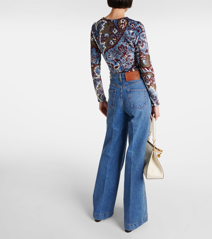 Mid-rise flared jeans