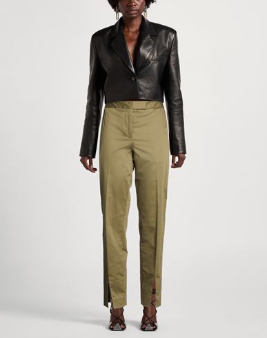 Officine Générale Woman Pants Military green Size 8 Cotton, Elastane
