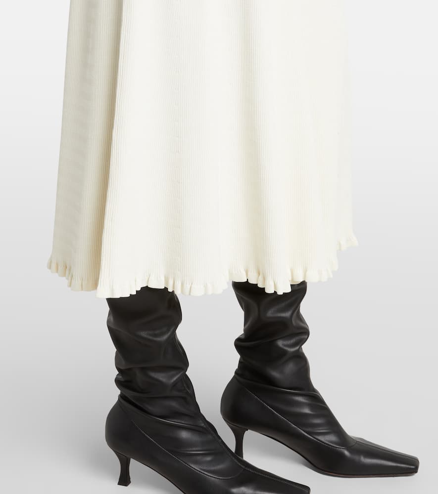 White Label Stina ribbed-knit midi skirt