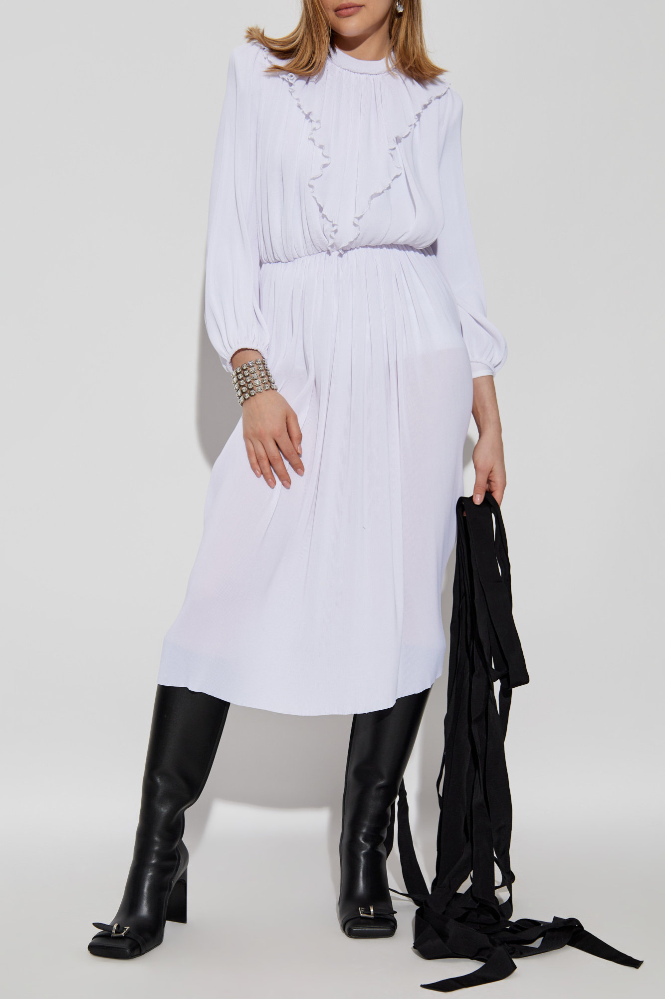 Balenciaga Pleated Dress, Women's, White