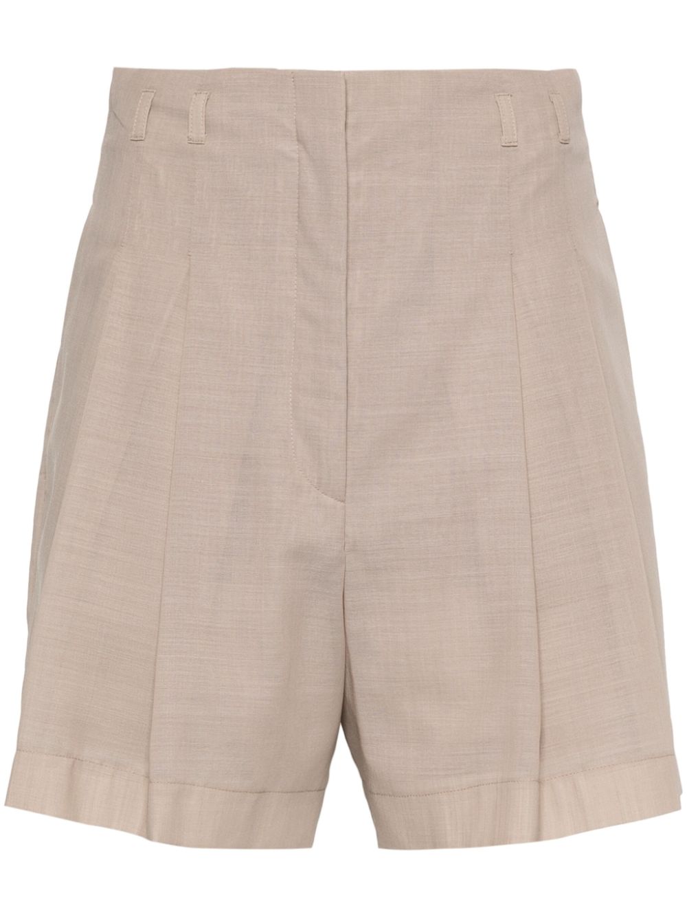 Pleated tailored shorts - Brown