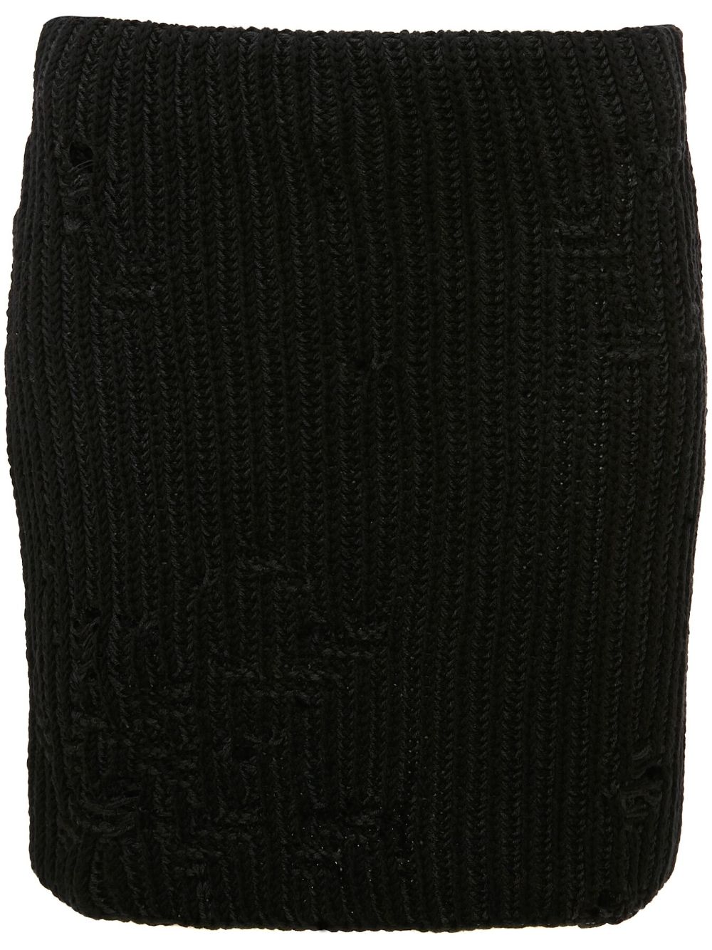 Distressed knitted mini skirt - Black