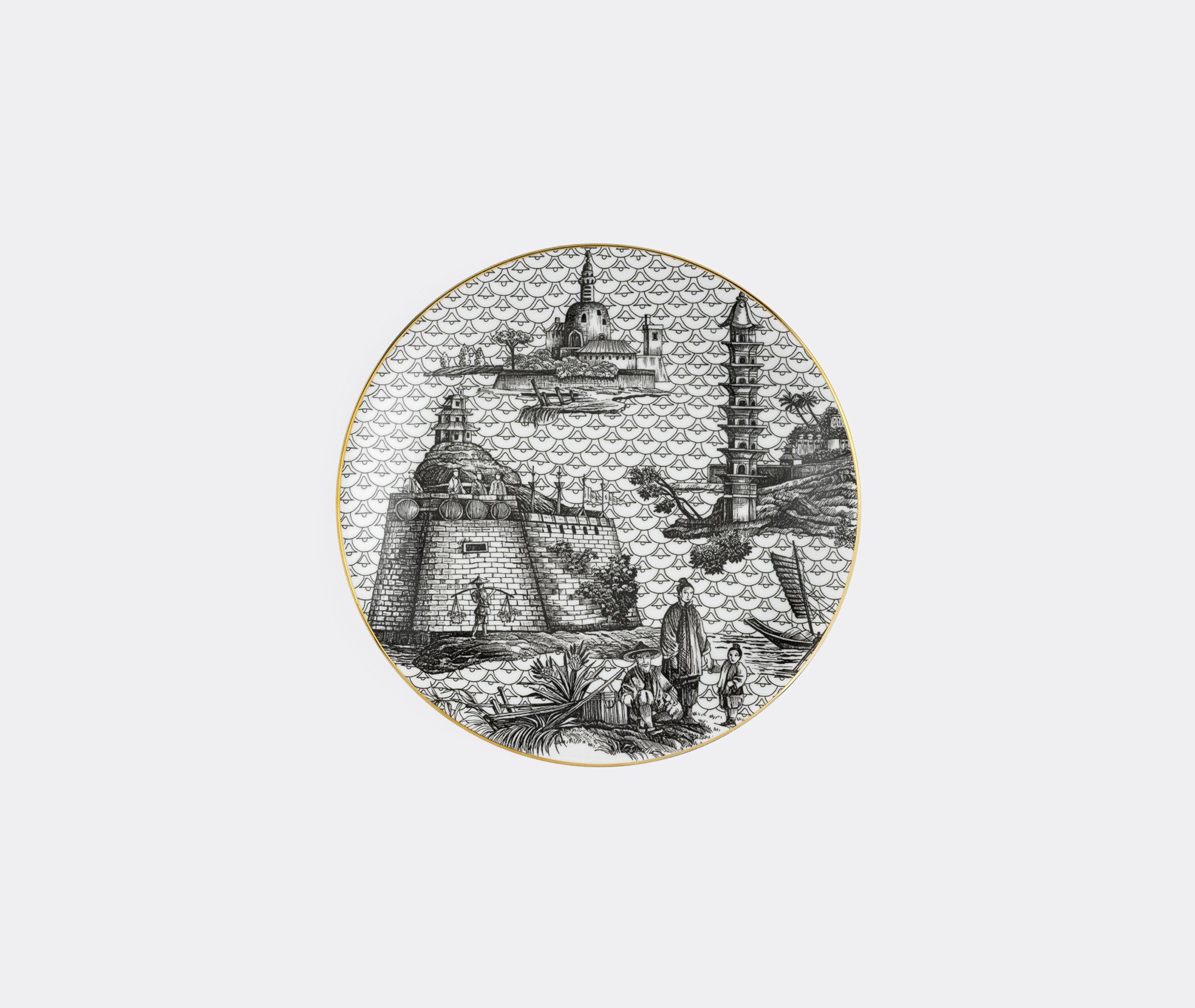 'oriental Dream' Dinner Plate, Black And White
