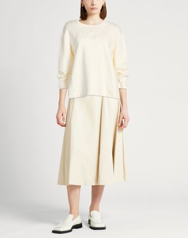 Woman Sweatshirt Cream Size S Silk, Cotton, Elastane