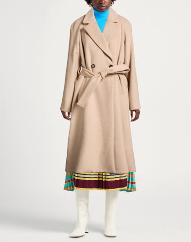 Woman Coat Sand Size 8 Wool, Polyester, Acrylic