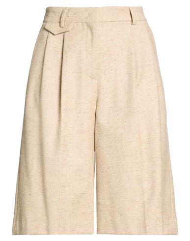Woman Shorts & Bermuda Shorts Sand Size 6 Virgin Wool, Polyamide, Silk, Elastane