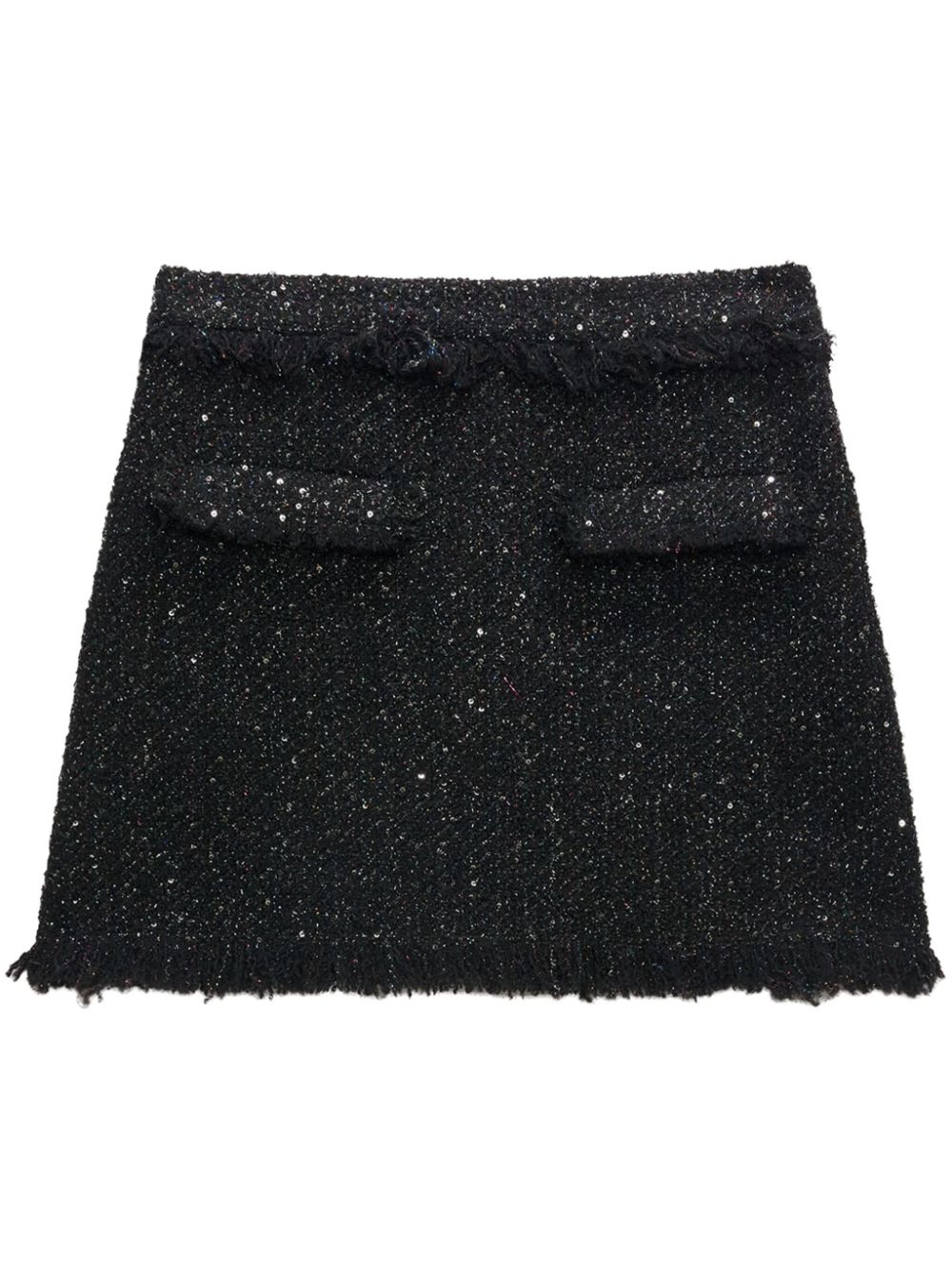 Frayed-trim bouclé miniskirt - Black