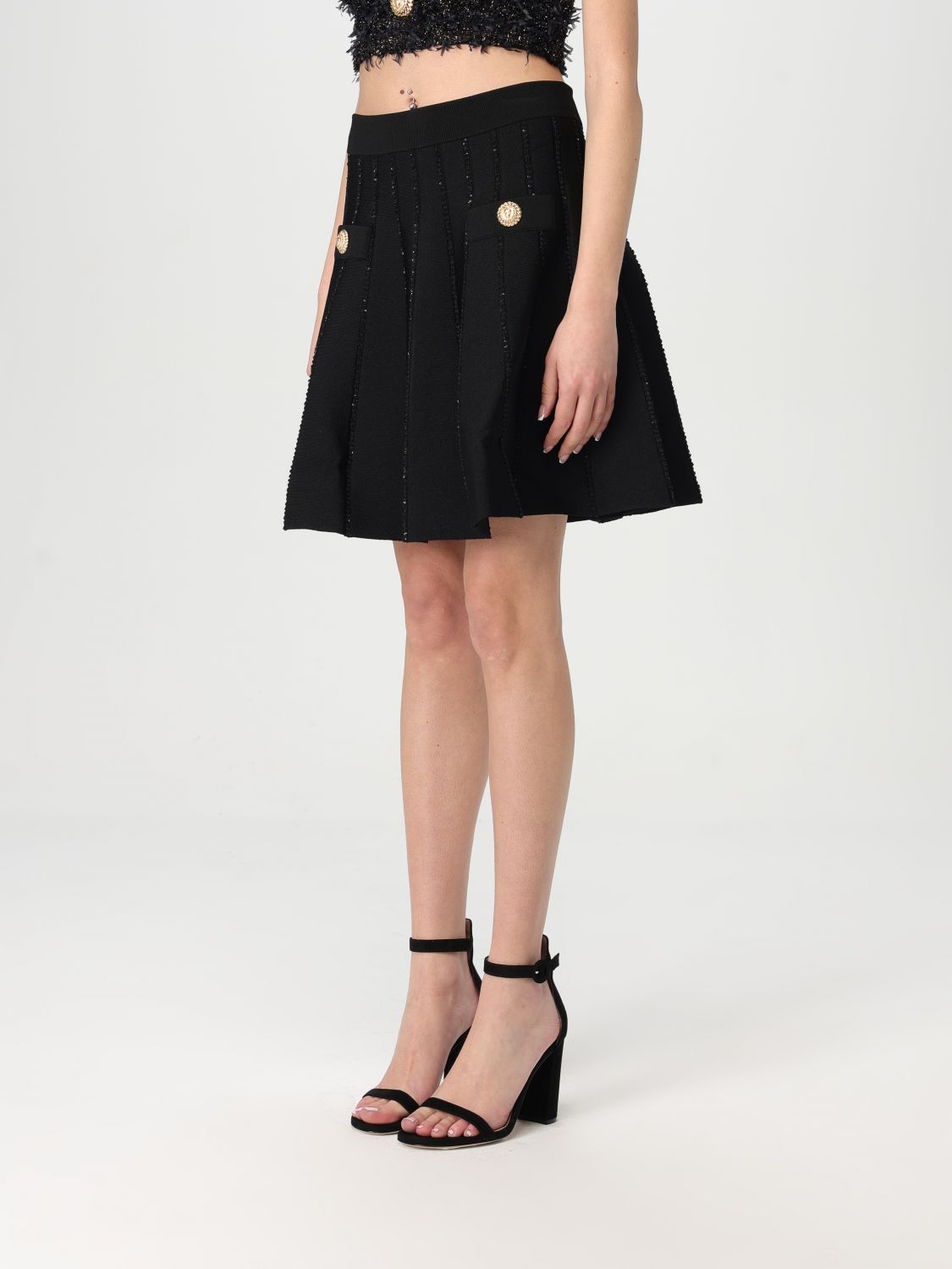 Balmain Gestreepte rok - Zwart