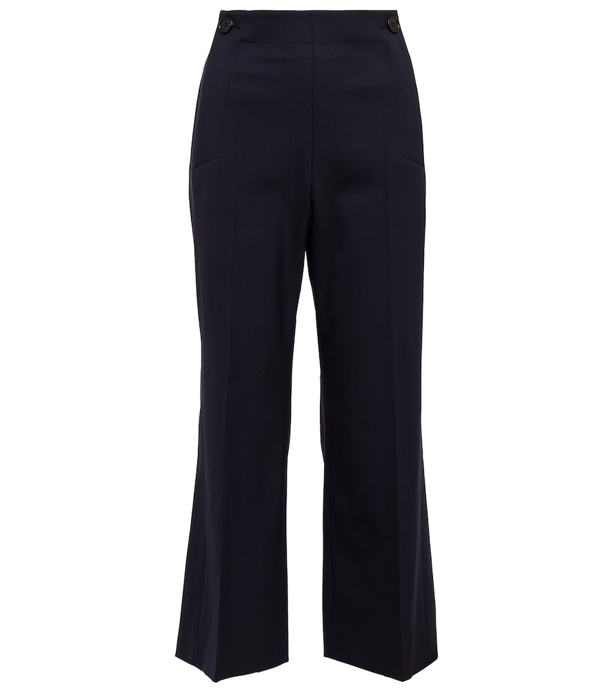 High-rise cropped flared wool pants