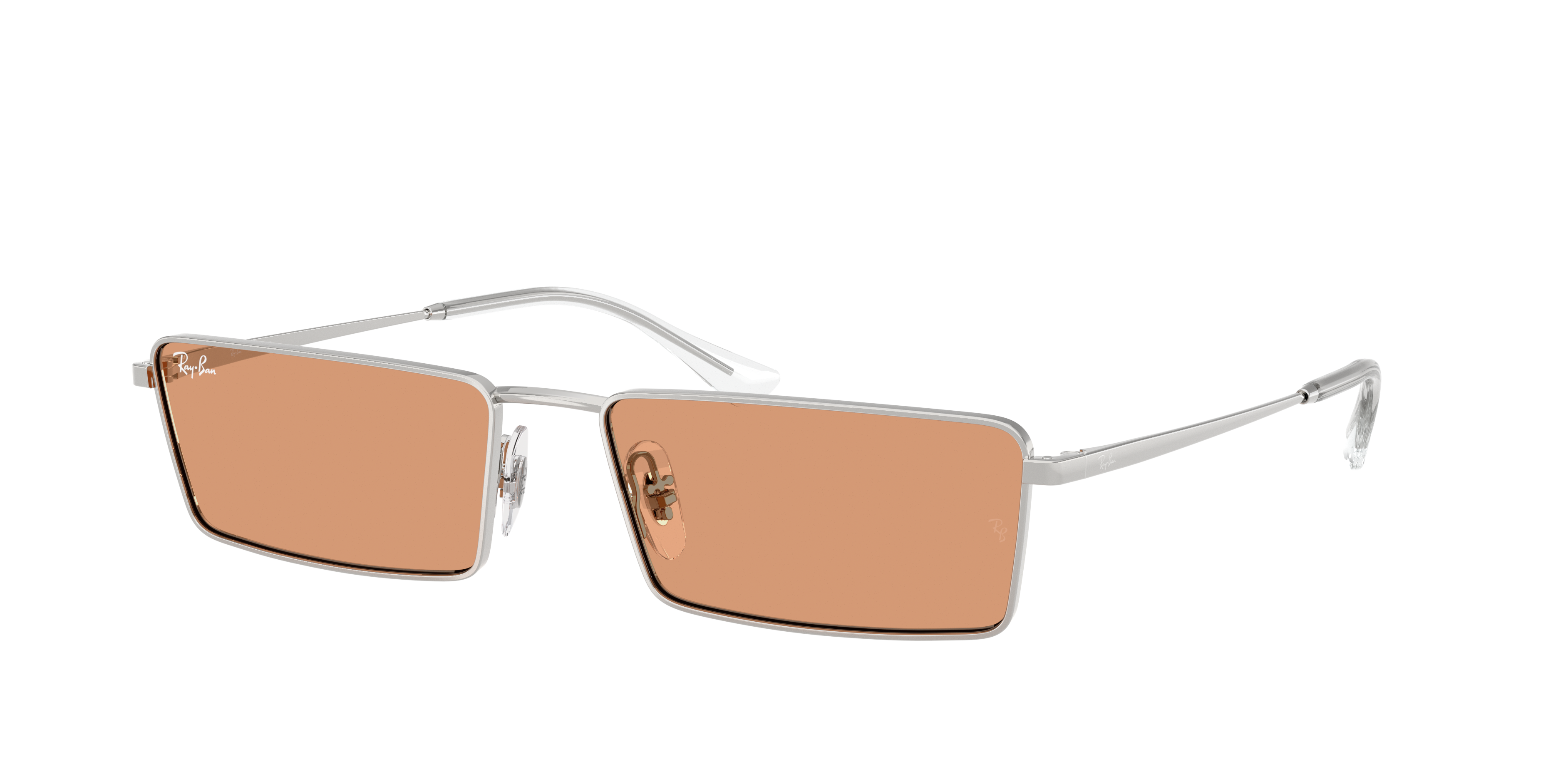 Ray-Ban Unisex Sunglass Emy - Frame color: Silver, Lens color: Orange