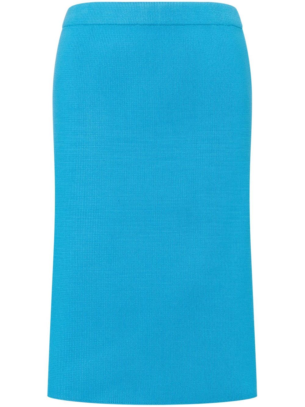 High-waist fine-ribbed midi skirt - Pink