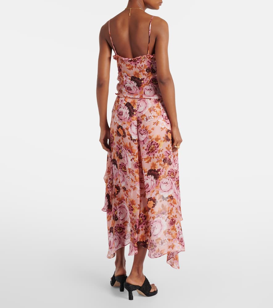 Chloé Draped floral silk midi skirt