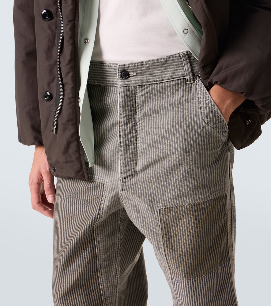 Pastoral striped cotton wide-leg pants
