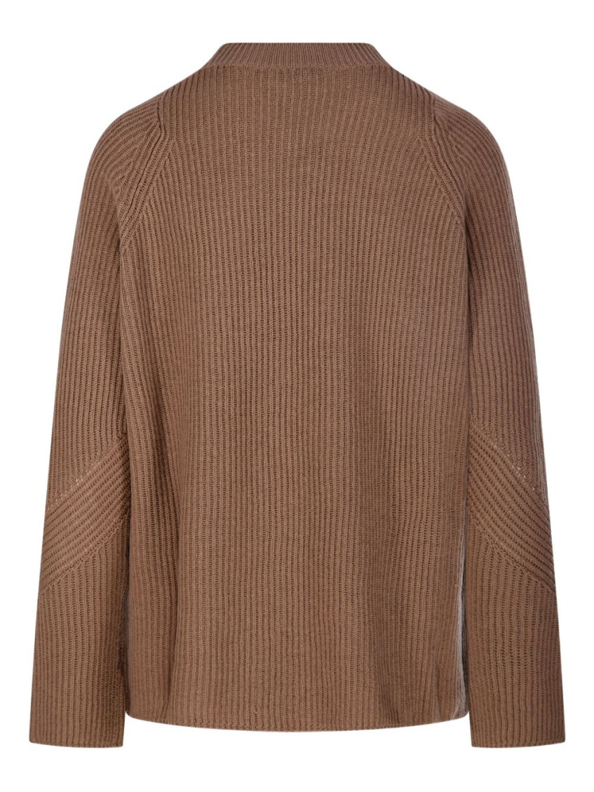 Brown Ribbed Knit Sweater