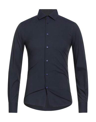 Man Shirt Midnight blue Size 15 Cotton, Polyamide, Elastane