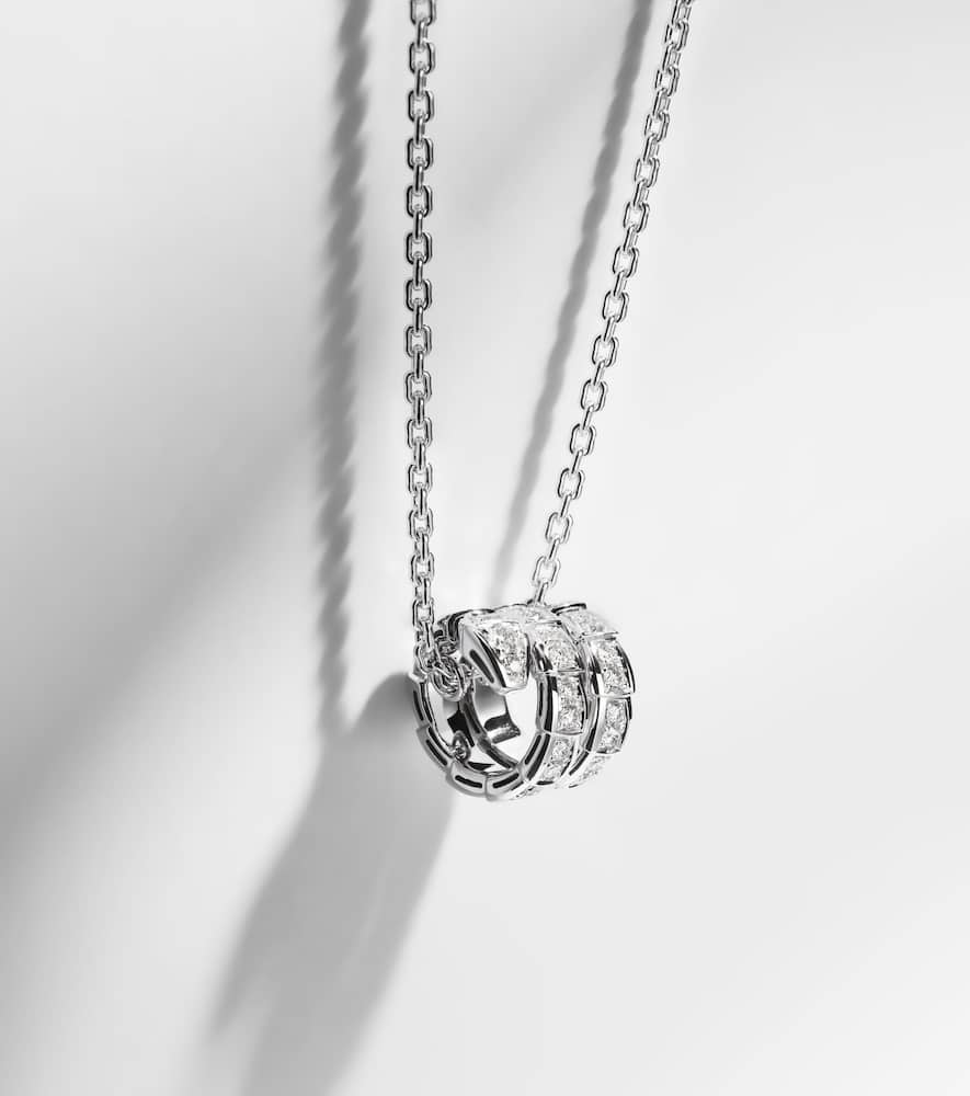 Bvlgari Serpenti Viper 18kt white gold pendant necklace with diamonds