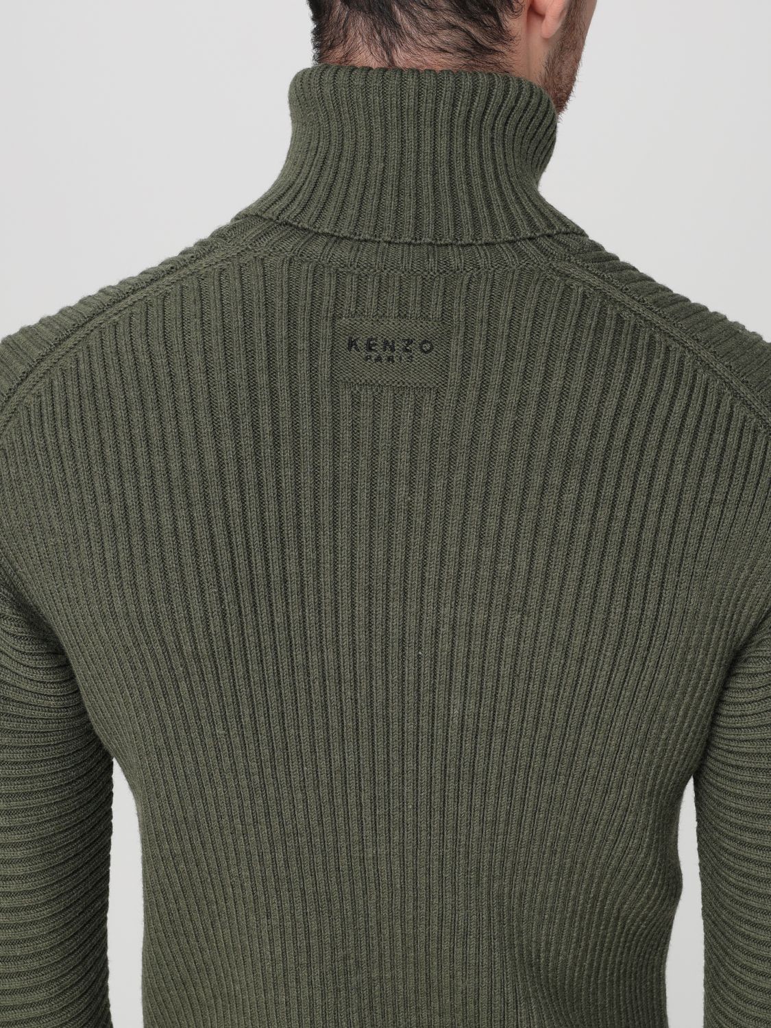 Roll-neck ribbed-knit jumper - Green