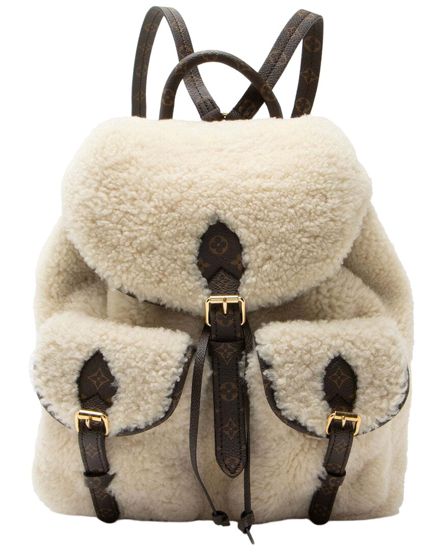 Beige Monogram Canvas Shearling LV Ski Backpack (Authentic Pre-Loved)