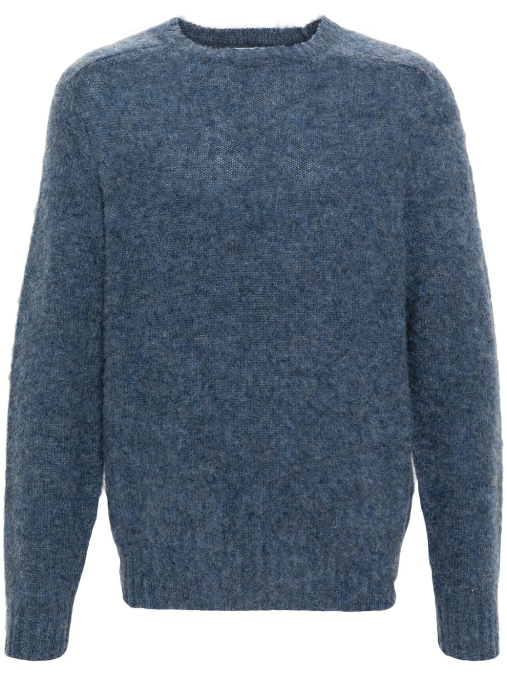 Shaggy mélange brushed wool jumper - Blue