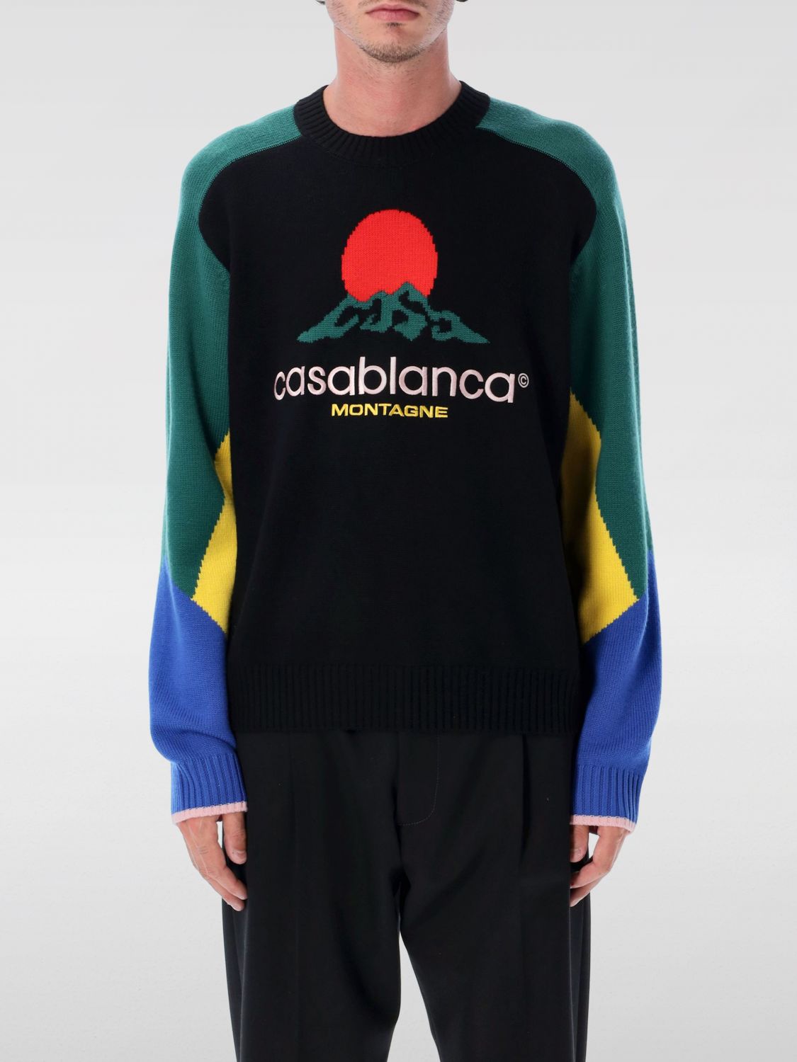 Logo-embroidered sweater - Black