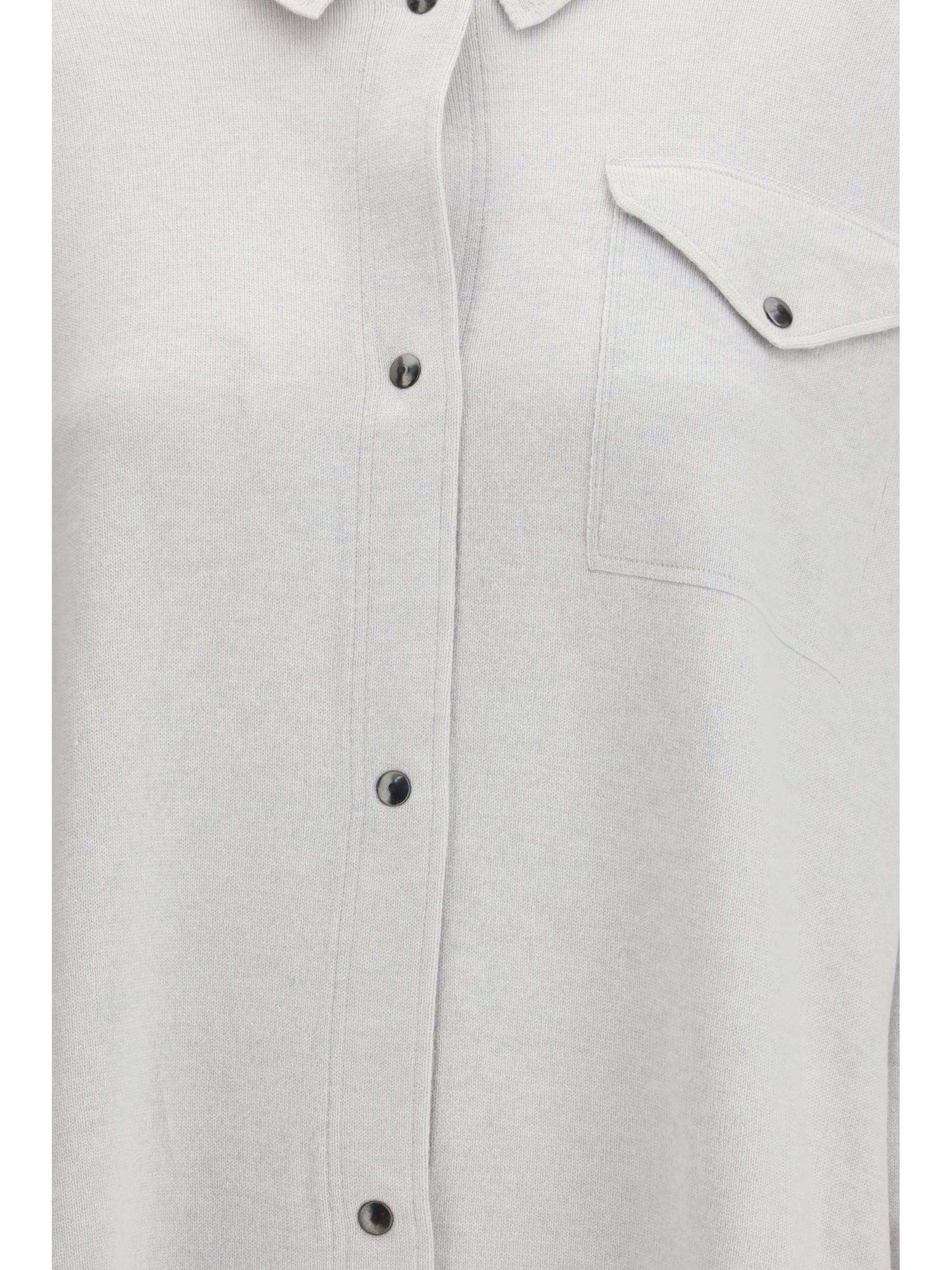 Wool Fleece Knit Shirt — Gray