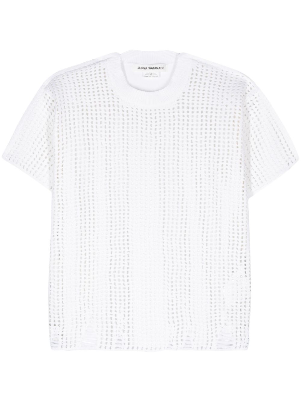 Panelled open-knit top - Neutrals