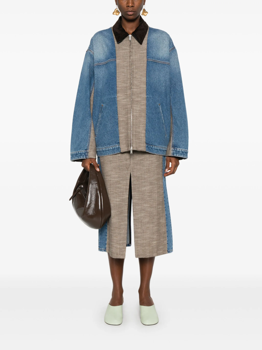Denim And Tweed Skirt