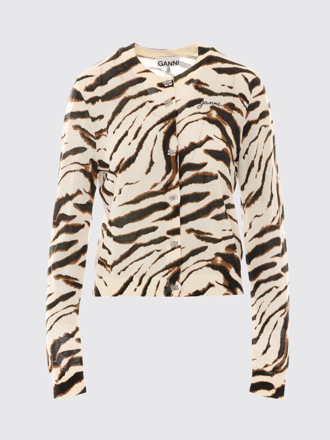 Zebra-Print Organic Cotton Cardigan with Logo