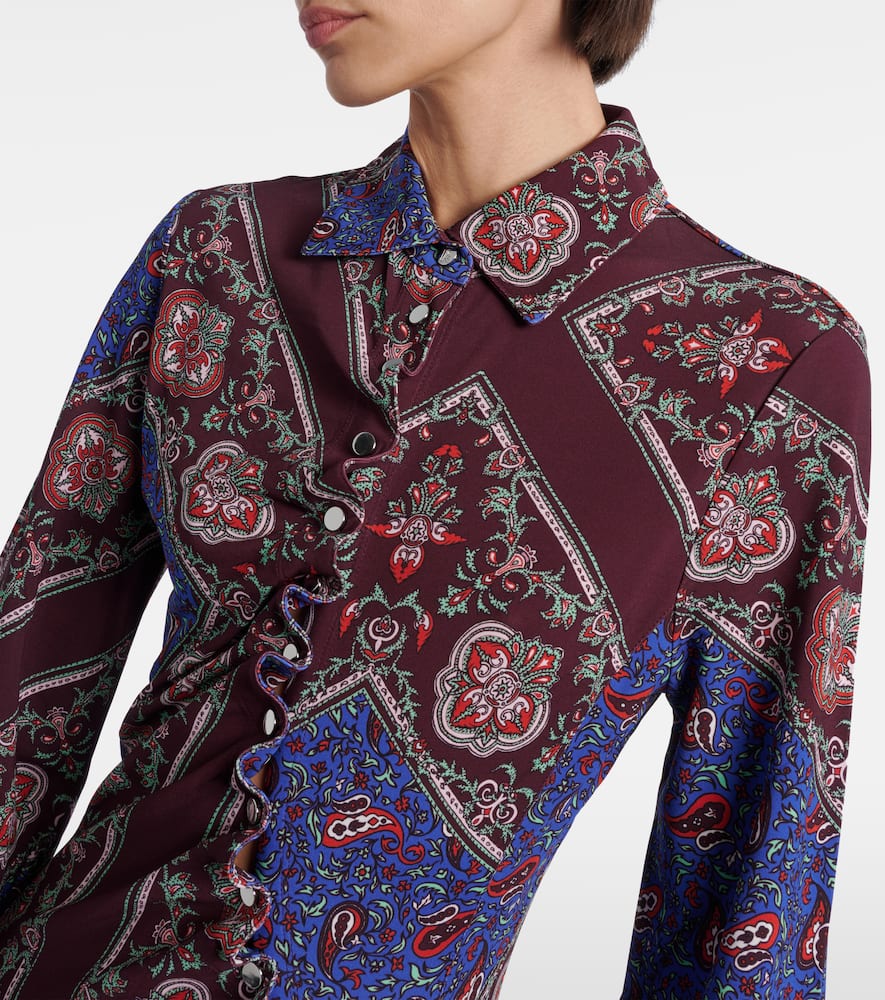 Asymmetric paisley printed midi dress