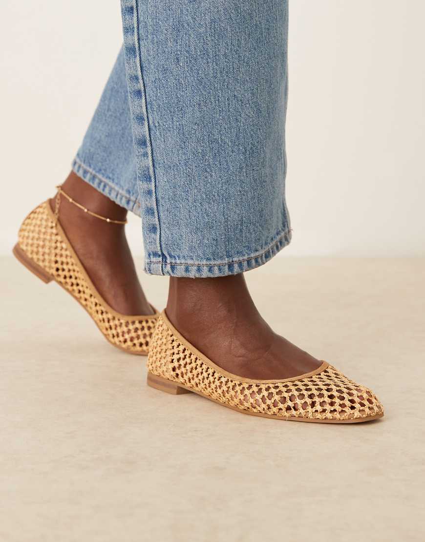 ASOS DESIGN Lagoon ballet flats in natural weave-Neutral