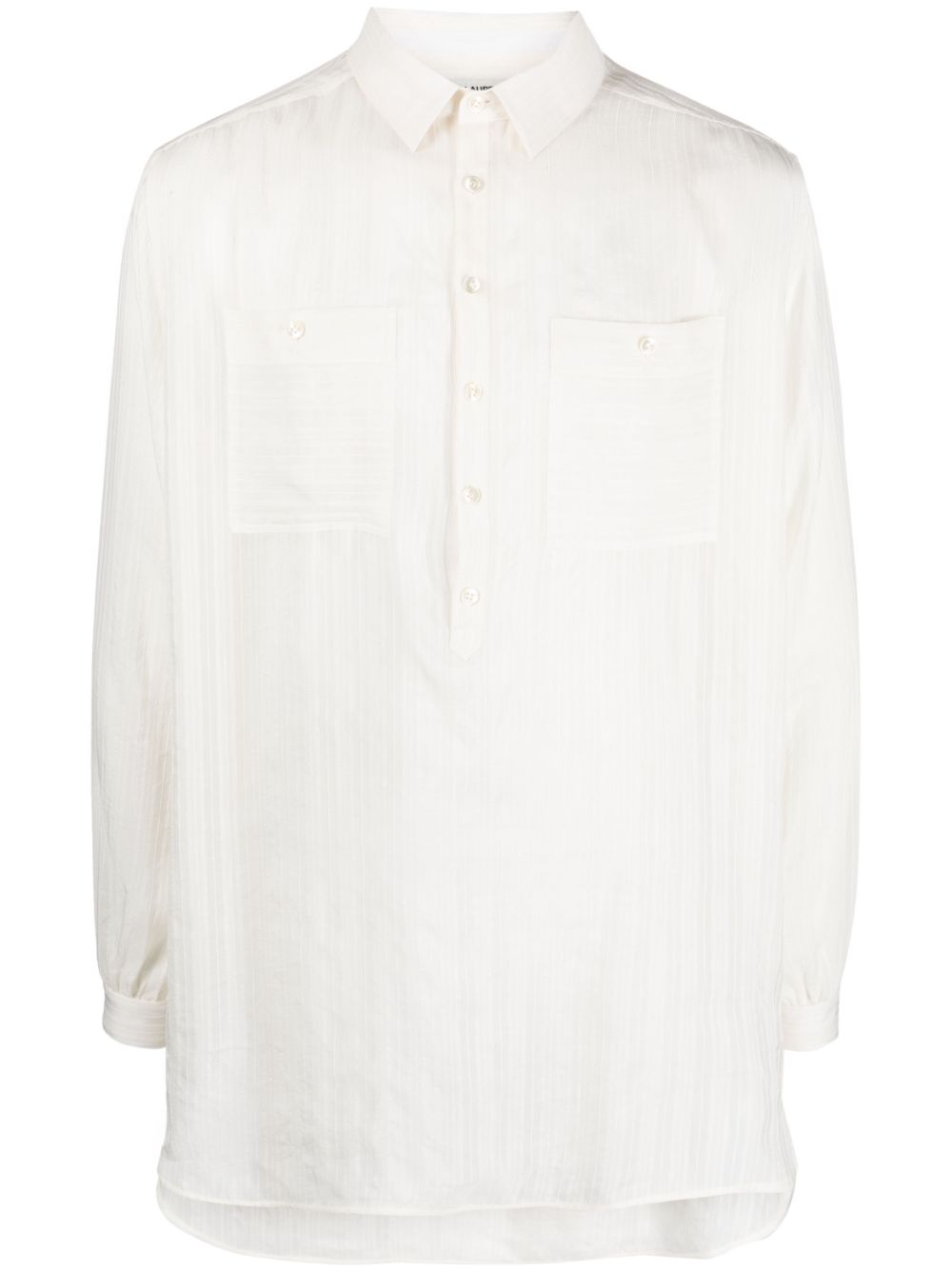 Striped classic-collar shirt - White
